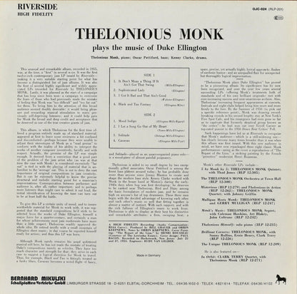 Thelonious Monk : Thelonious Monk Plays Duke Ellington (LP, Album, RE)