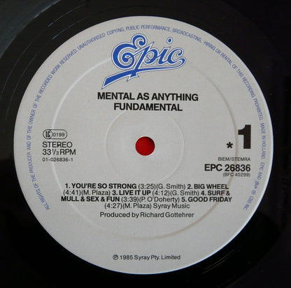 Mental As Anything : Fundamental (LP, Album)