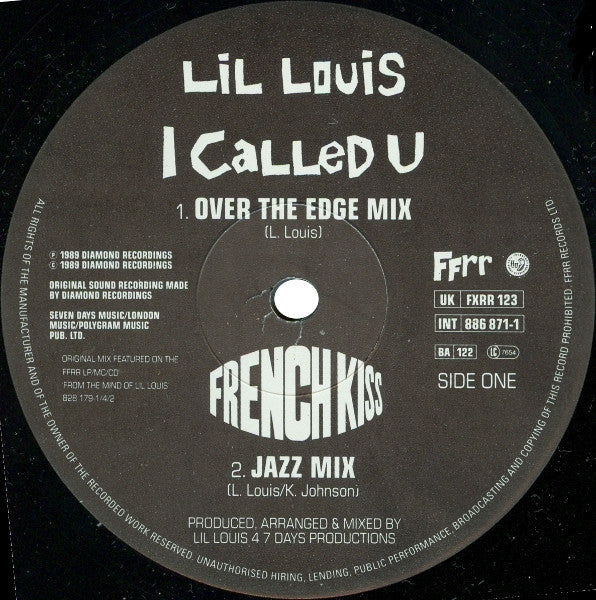 Lil Louis & The World* : I Called U (But You Weren't There) (12", No3)