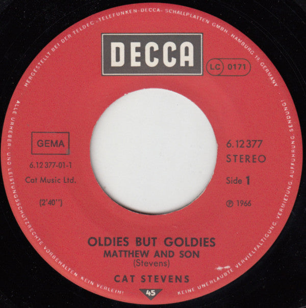 Cat Stevens : Matthew And Son / I'm Gonna Get Me A Gun (7", Single)