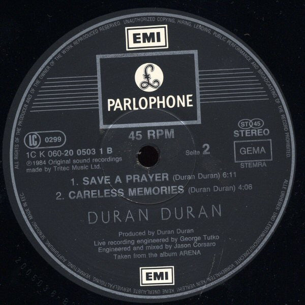 Duran Duran : Save A Prayer (12", Single)