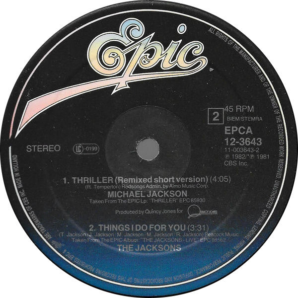 Michael Jackson : Thriller (12", Maxi)