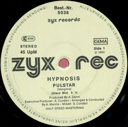 Hypnosis* : Pulstar / End Title (Blade Runner) (12", Maxi, Die)