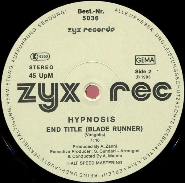 Hypnosis* : Pulstar / End Title (Blade Runner) (12", Maxi, Die)