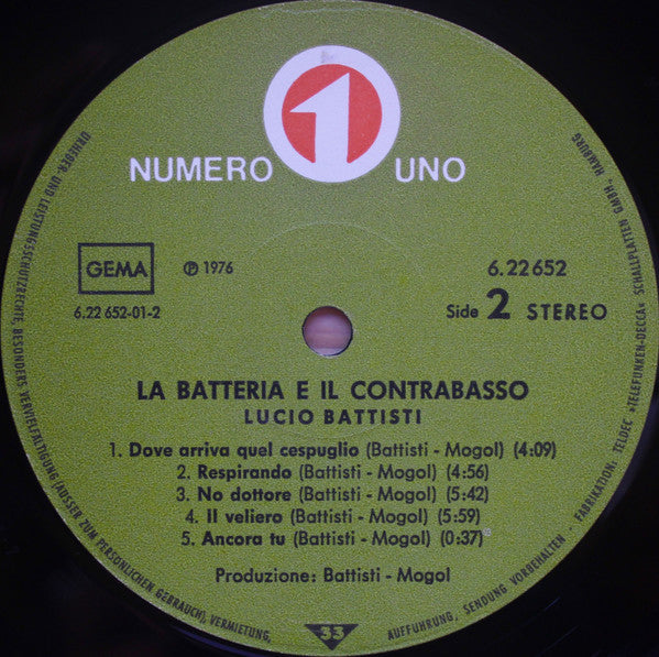 Lucio Battisti : Lucio Battisti, La Batteria, Il Contrabasso, Eccetera (LP, Album)