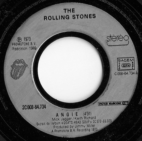 The Rolling Stones : Angie (7", Single, RE, Str)