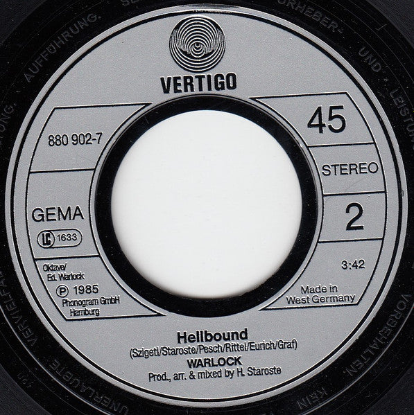 Warlock (2) : All Night (7", Single)