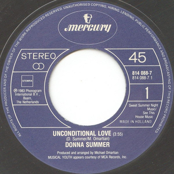 Donna Summer : Unconditional Love (7", Single)