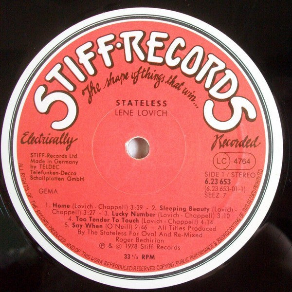 Lene Lovich : Stateless (LP, Album, RE, Rem)