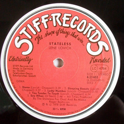 Lene Lovich : Stateless (LP, Album, RE, Rem)