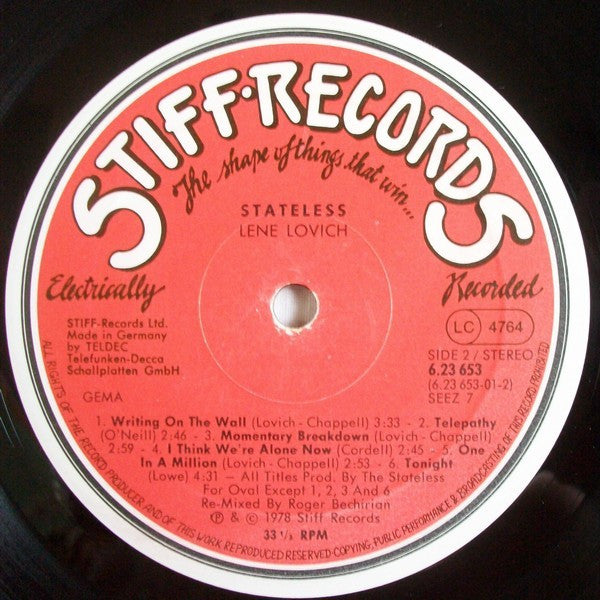 Lene Lovich : Stateless (LP, Album, RE, Rem)