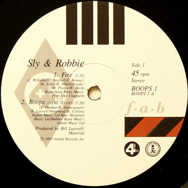 Sly & Robbie : Fire / Boops (Here To Go) (12", Promo)
