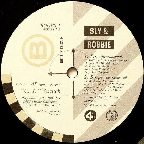 Sly & Robbie : Fire / Boops (Here To Go) (12", Promo)