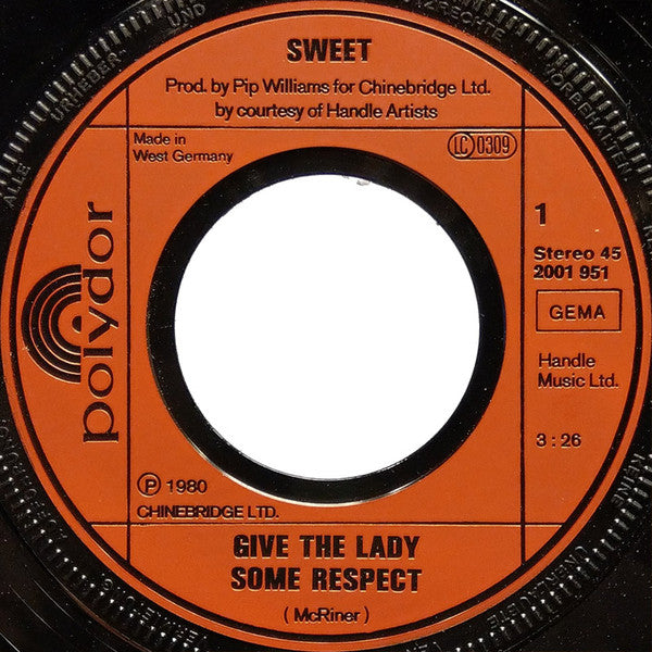 Sweet* : Give The Lady Some Respect (7", Single)