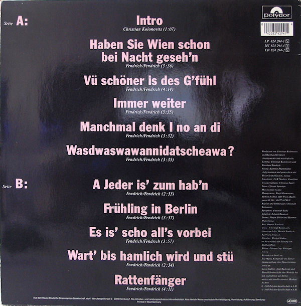 Rainhard Fendrich : Wien Bei Nacht (LP, Album)