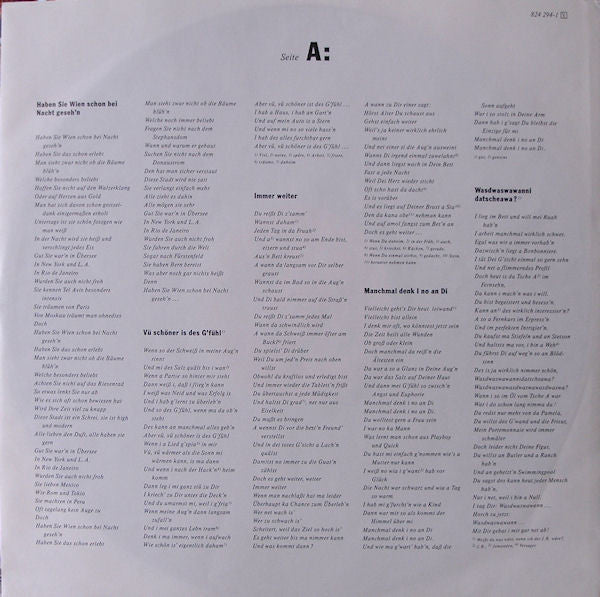 Rainhard Fendrich : Wien Bei Nacht (LP, Album)