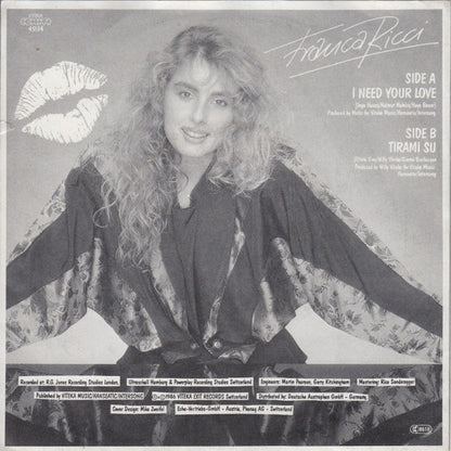 Franca Ricci : I Need Your Love / Tirami Su (7")