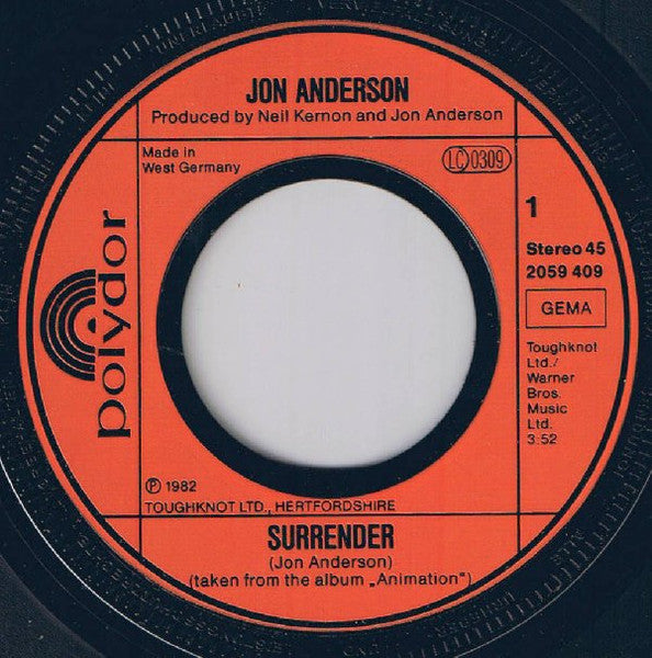 Jon Anderson : Surrender (7", Single)