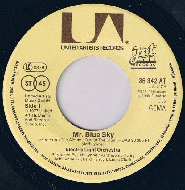 Electric Light Orchestra : Mr. Blue Sky (7", Single)