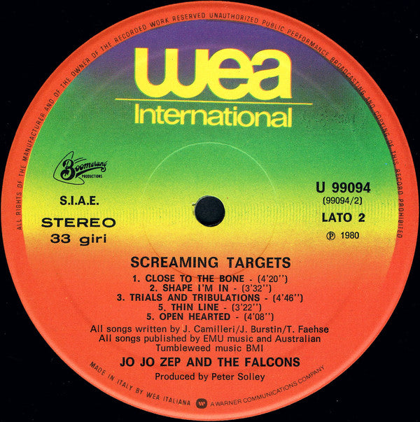Jo Jo Zep and the Falcons : Screaming Targets (LP, Album)