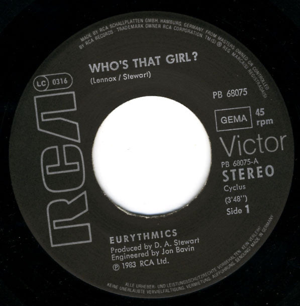 Eurythmics : Who's That Girl? (7", Single)