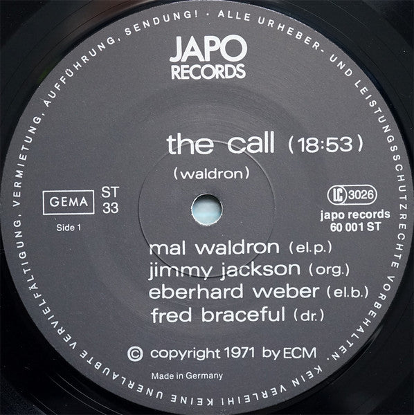 Mal Waldron : The Call (LP, Album, RE, Pic)