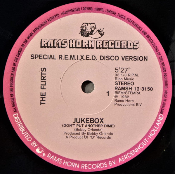The Flirts : Jukebox (Don't Put Another Dime) (12", Pin)