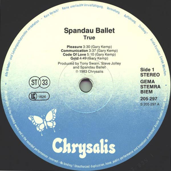 Spandau Ballet : True (LP, Album)