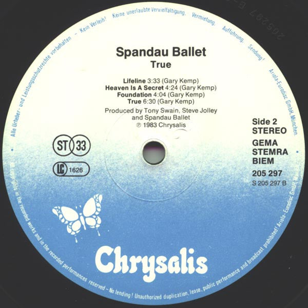 Spandau Ballet : True (LP, Album)