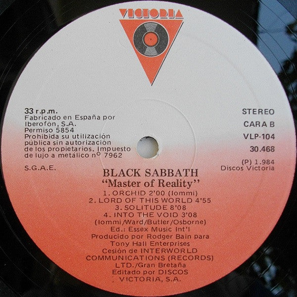 Black Sabbath : Master Of Reality (LP, Album, RE)
