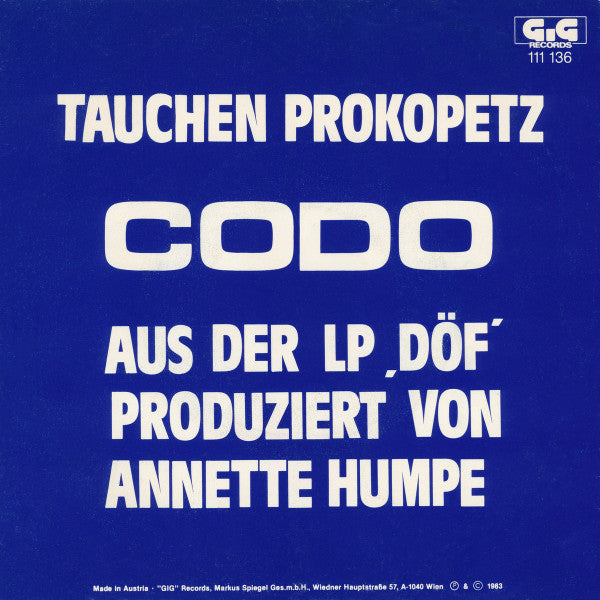 Tauchen-Prokopetz : Codo (7", Single)