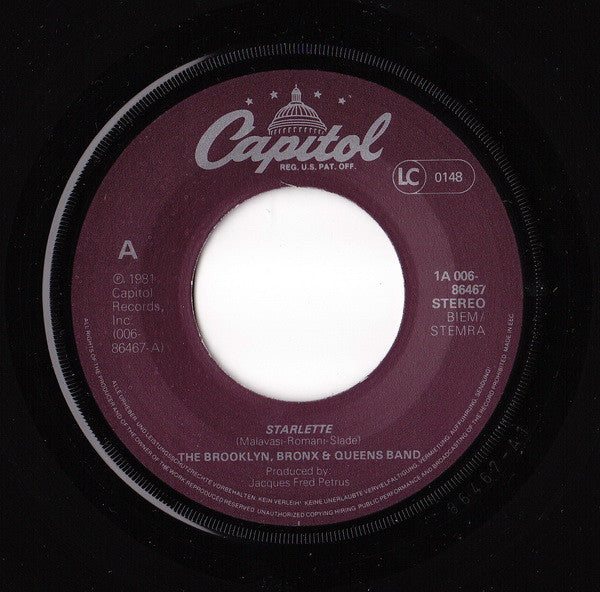 The Brooklyn, Bronx & Queens Band : Starlette (7")
