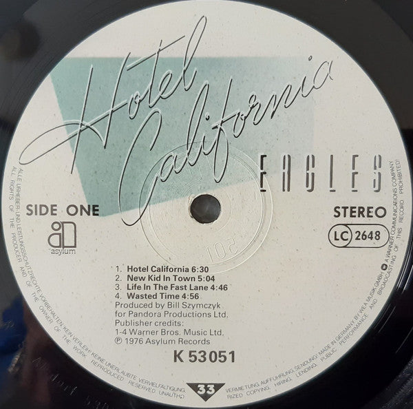Eagles : Hotel California (LP, Album, RE, Pos)