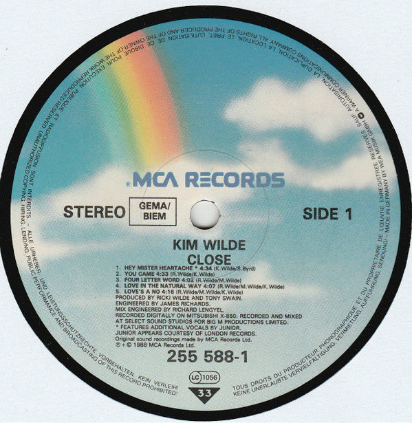 Kim Wilde : Close (LP, Album, Als)