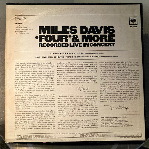 Miles Davis : 'Four' & More - Recorded Live In Concert (LP, Album, RE, Pit)
