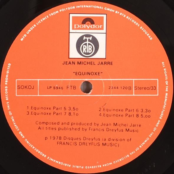 Jean Michel Jarre* : Equinoxe (LP, Album, RP)