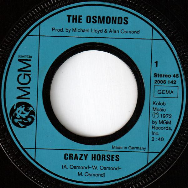 The Osmonds : Crazy Horses (7", Single)