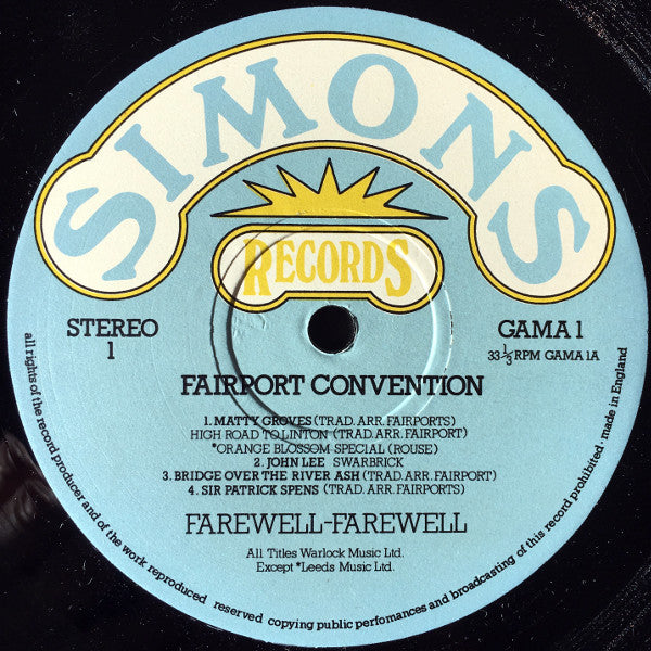 Fairport Convention : Farewell, Farewell (LP, Album, RE, Gat)