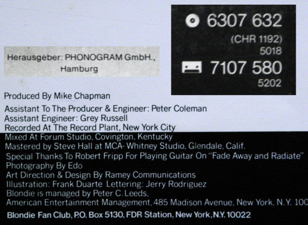 Blondie : Parallel Lines (LP, Album)