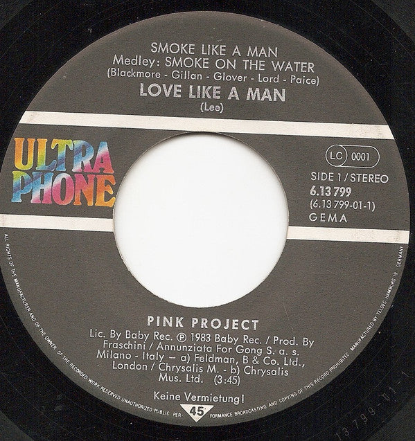 Pink Project : Smoke Like A Man (7", Single)