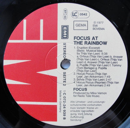 Focus (2) : Focus At The Rainbow (LP, Album, RP)