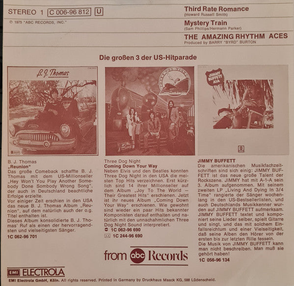 The Amazing Rhythm Aces : Third Rate Romance (7")