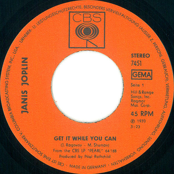 Janis Joplin : Get It While You Can (7")