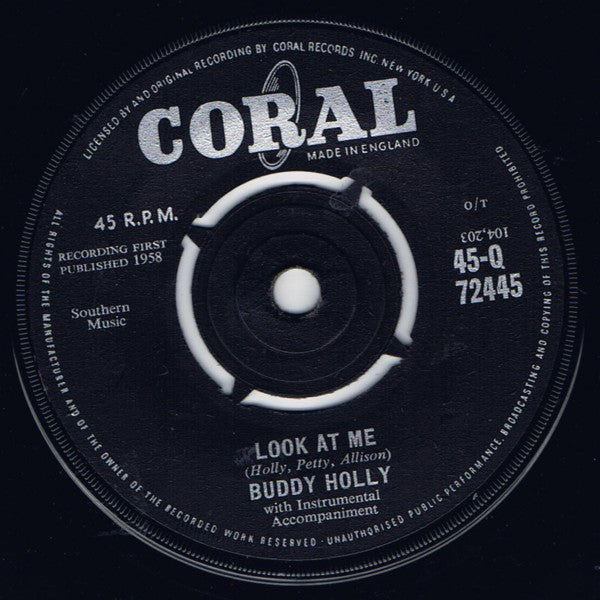 Buddy Holly : Look At Me / Mailman, Bring Me No More Blues (7")