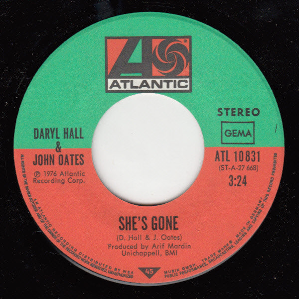 Daryl Hall & John Oates : She's Gone (7", Single)