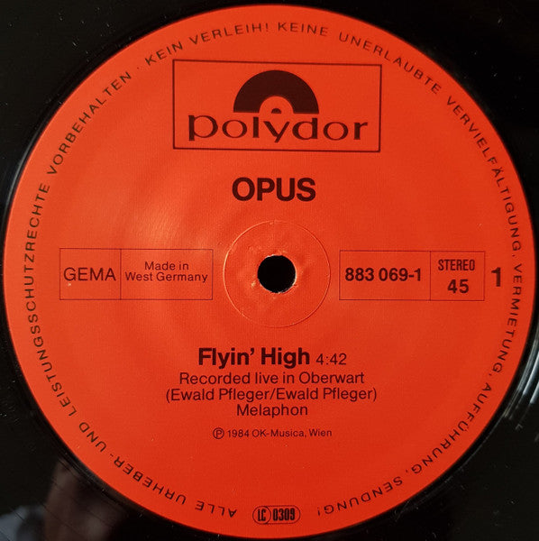 Opus : Flyin' High (Original Live Version)  (12", Maxi)