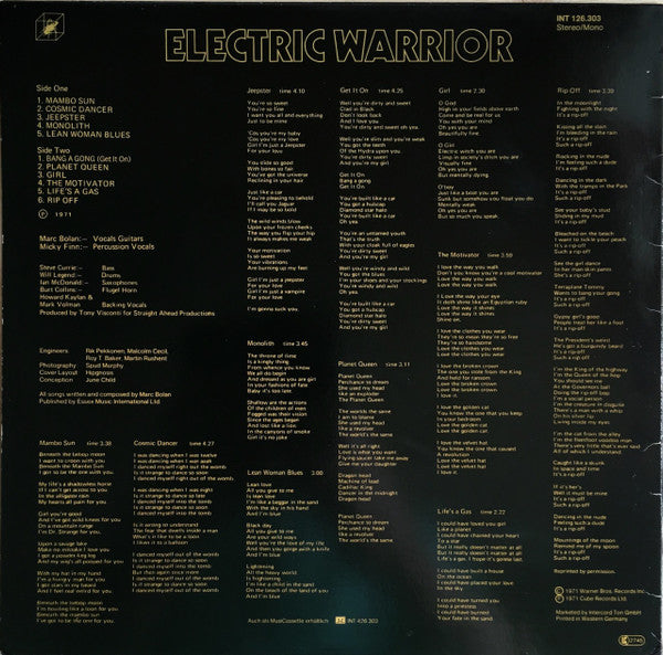 T. Rex : Electric Warrior (LP, Album)
