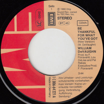 William DeVaughn : Be Thankful For What You've Got (7", Single)