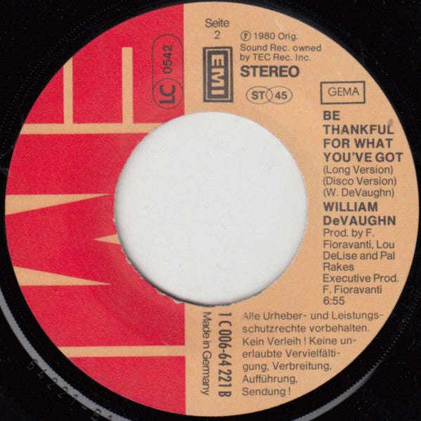 William DeVaughn : Be Thankful For What You've Got (7", Single)