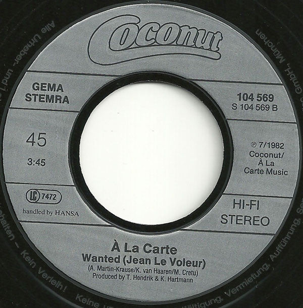 À La Carte : Ahé Tamouré (7", Single)